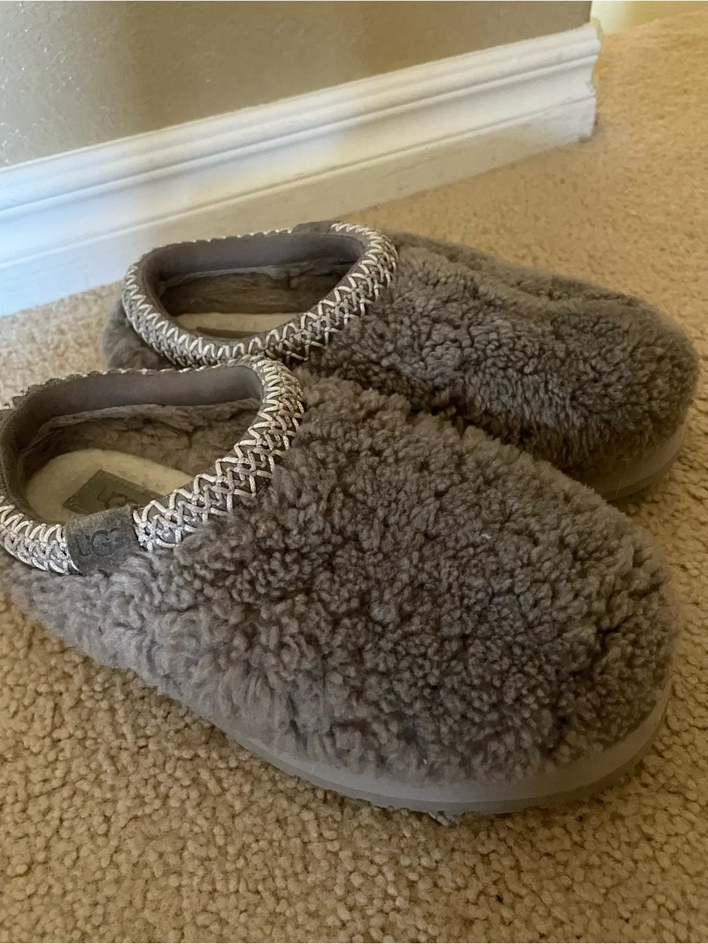 UGG Taupe Braided Shearling Slip-On Clog